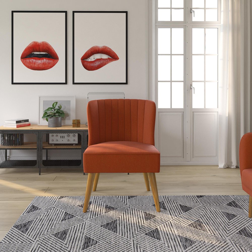 Novogratz Brittany Upholstered Accent Chair, Burnt Orange Linen