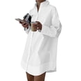 thumbnail image 2 of TGSLY Women's Button Down Shirt Dress Lightweight Thin Collared Long Sleeve Business Tops Loose Fit Dressy Casual Solid Color Tunic Blouses XL, 2 of 8