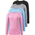 thumbnail image 1 of 3-4 Pack T-Shirt à Manches Longues Dry Fit pour Femmes Évacuant l'Humidité Tee à Manches Longues Compression Extérieure Course Tops d'Entraînement, 1 of 6