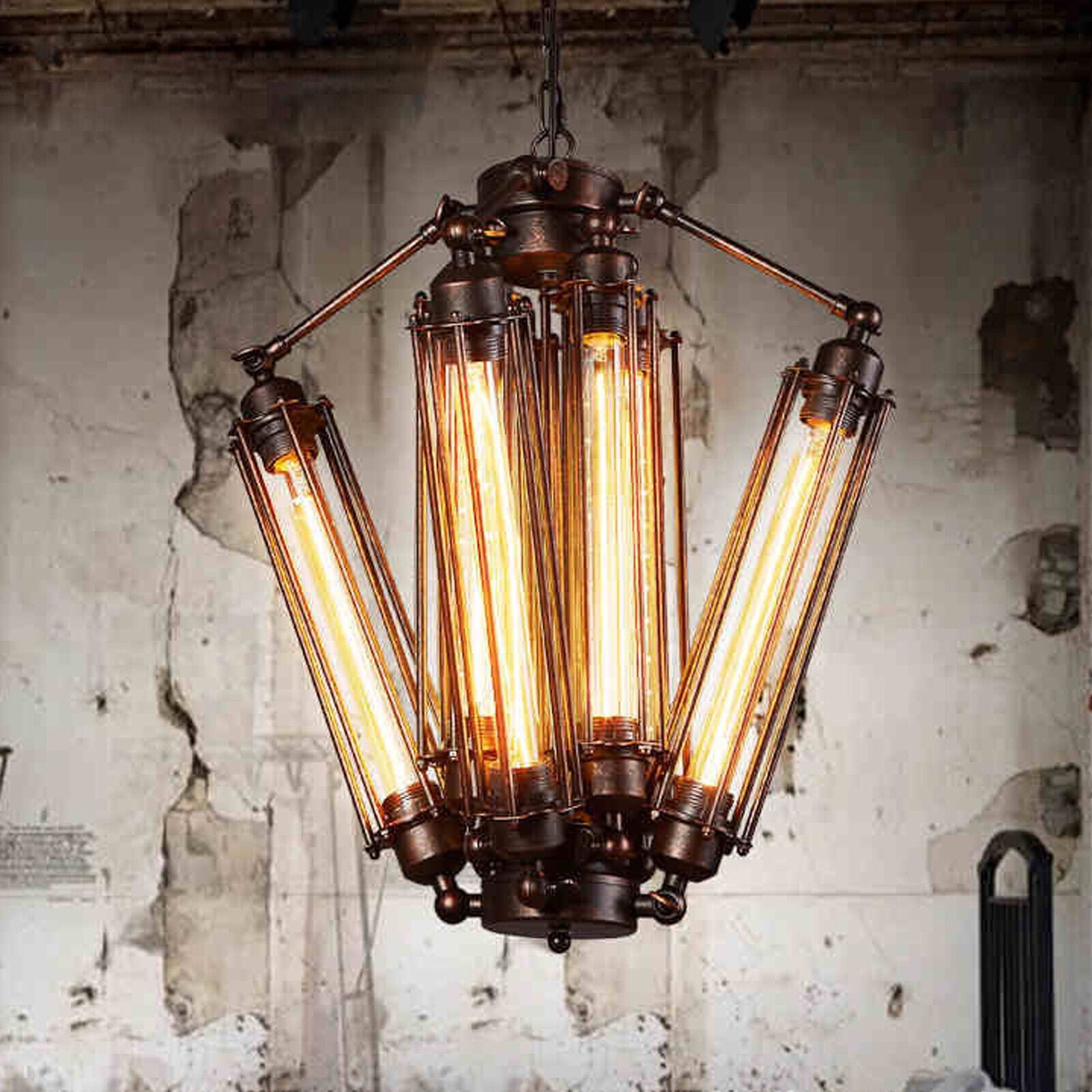 vintage ランプ 8-light Retro Chandelier Industrial Ceiling Light Dining Room Loft