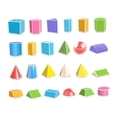 thumbnail image 2 of 24 piezas de juguetes didácticos de sólidos geométricos en 3D: cubos, esferas y formas multicolores para fomentar imaginación. Material escolar, 2 of 9