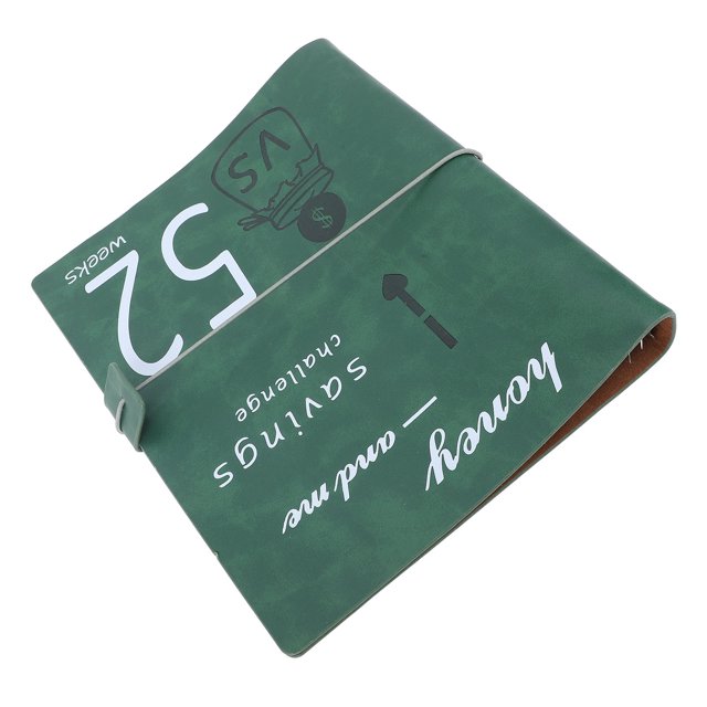 Premium Leather 52 Week Challenge Book, Cash Envelopes Transparent PP Film Money Saving Planner Book for Couples, Families