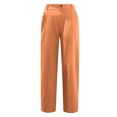 thumbnail image 3 of QLEICOM Women's Cropped Pants, Drawstring Stretch Sweatpants, Cotton Linen Loose Straight-Leg, Casual Elastic Waist Trousers with Pockets, Summer Running Jogging Athletic Pants Orange S, 3 of 4
