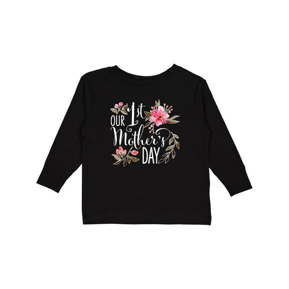 Inktastic Our First Mother's Day- pink flowers Boys or Girls Long Sleeve Toddler T-Shirt