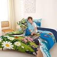 thumbnail image 4 of jejeloiu Scenic Coastal Puffin Full Size Comforter Sets,Lighthouse Floral Landscape Bedding Comforter Set For Boys,Green Blue,Navy Blue Reversible,3 Pieces,1 Comforter and 2 Pillowcases, 4 of 7