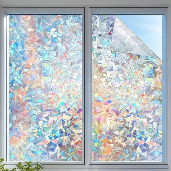 XIBUFE Frosted Privacy Window Film,3D Pattern Glass Sticker,Static Cling Non Adhesive Decorative Window Film for Home Office Bathroom,11.8 X 78.7 In