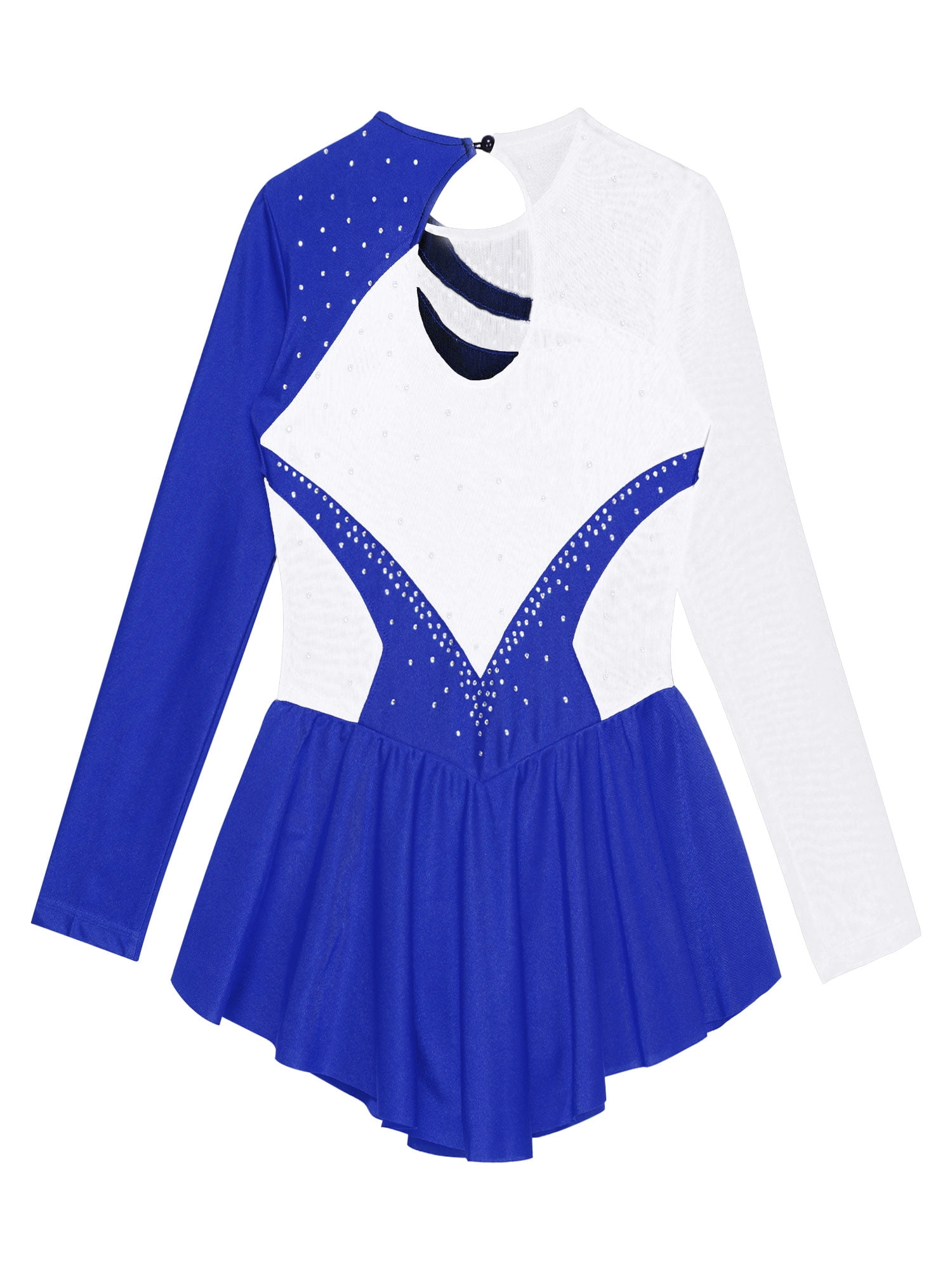 Linjinx Big Girl's Athletic Ballet Dance Dress Roller Skating Dress Dancing Outfit Ice Figure Skating Royal Blue 12
