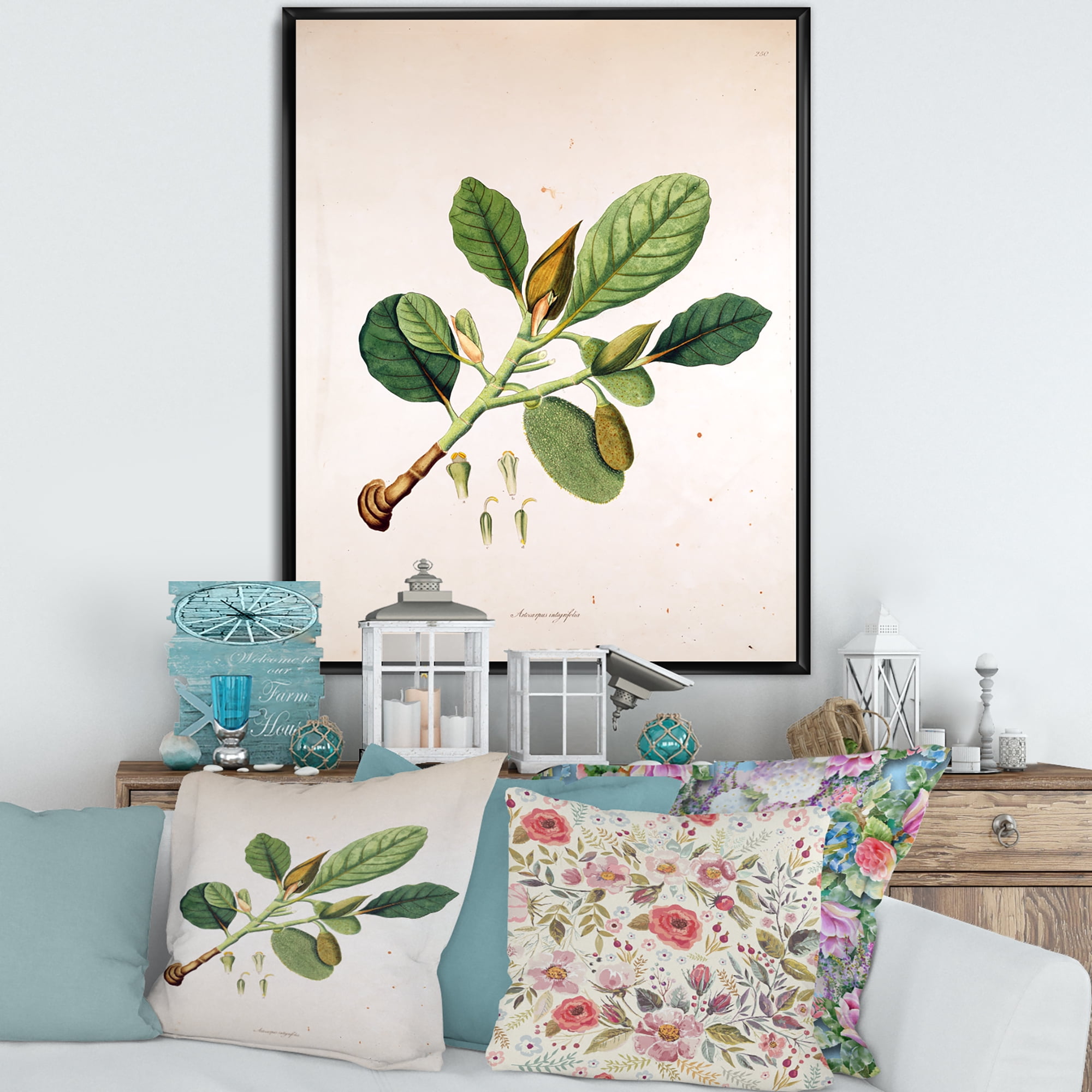 Ancient London Plants I 30 in x 40 in Framed Painting Canvas Art Print, by Designart
