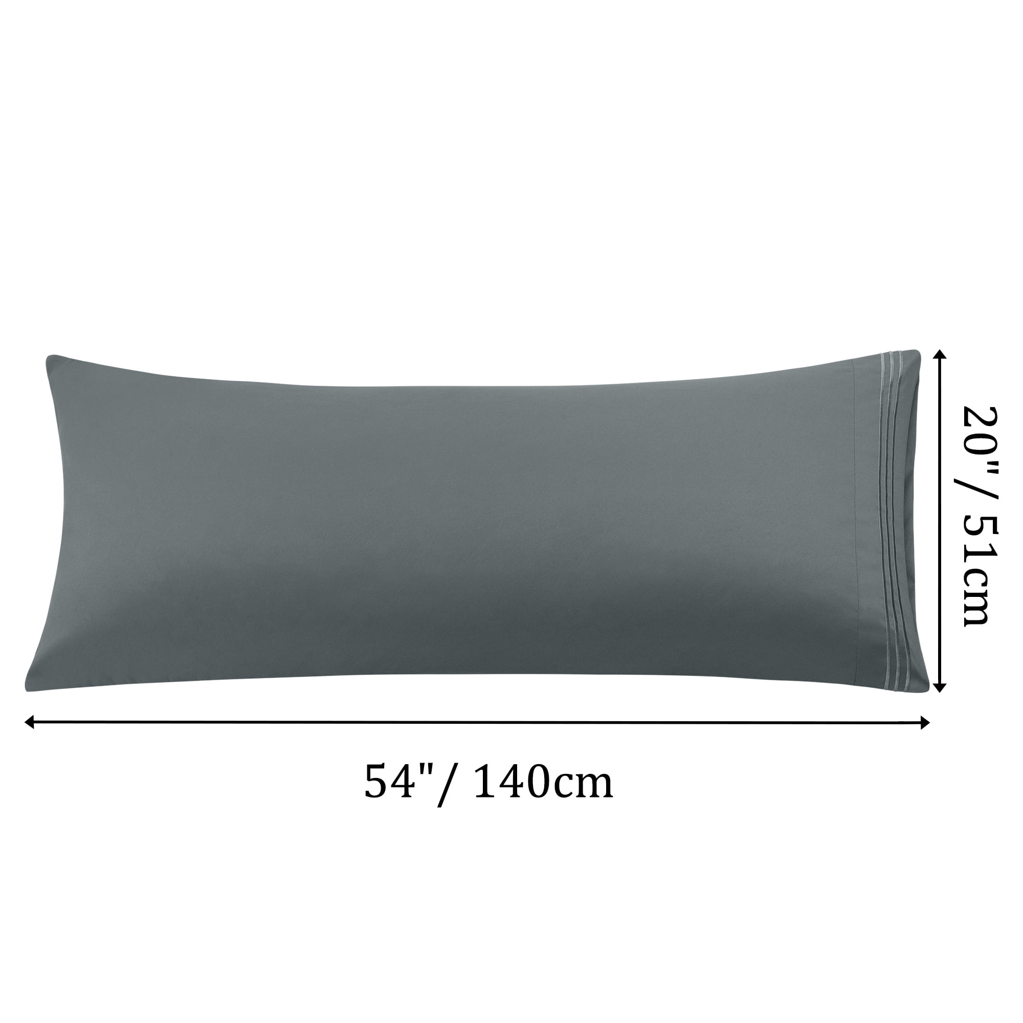 Unique Bargains Polyester Body Pillowcases Soft with Zipper Dark Gray 20"x54"