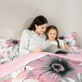 thumbnail image 2 of jejeloiu Chic Girls Floral Full Size Comforter Sets,Oil Painting Aesthetic Bedding Comforter Set,Pink White Ombre Bedding Sets For Child, Lightweight Room Decor Reversible,3pcs, 2 of 7