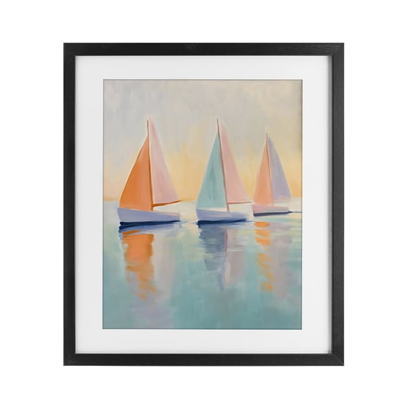 Stupell Industries Tropical Pastel Sailboat Trio Black Framed Print Under Glass, 13 x 16, by LSR Design Studio