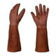 thumbnail image 1 of Guantes de Jardinería de Cuero Transpirable de 11 * 41 cm para Hombres y Mujeres con Guante Antiespinas, Piel de Vacuno de Manga Larga para Jardinero y Granjero (S, Marrón), 1 of 3