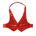 thumbnail image 5 of inhzoy Women's Sequins Shiny Halter Vest Crop Top Tank Waistcoat Red One Size, 5 of 5