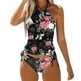 thumbnail image 1 of Kcodviy Women's Swimwear Tankini 2 Sunflower Bikini Top Sleeves Piece Normal Swimsuit Backless 2 Piece Printing Adjustable Print Color Padded Strap Board Shorts Set Bathing Suits Vacation Beach Wear, 1 of 4