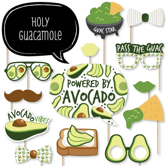 Big Dot of Happiness Hello Avocado - Fiesta Party Photo Booth Props Kit - 20 Count