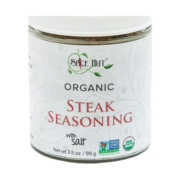 Spice Hut - Steak Seasoning, Organic, with Salt, - Vegan, Gluten-Free - 4oz Glass Jar