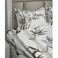 thumbnail image 2 of Ambesonne Asian Themed Fitted & Top Sheet Set with Shams, Traditional Leaves, White and Grey, 2 of 4