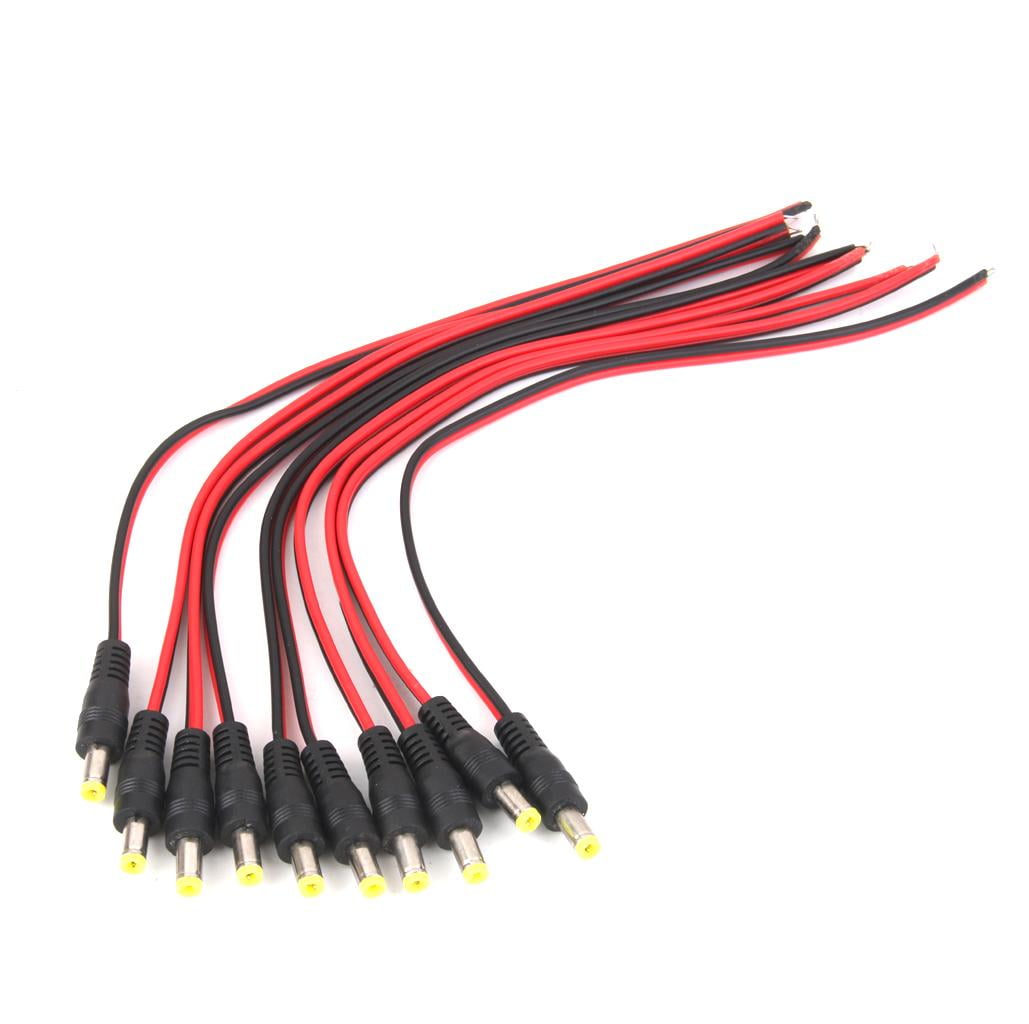 New 10X 12V DC Power Pigtail Male 5.5*2.1mm Cable Plug Wire For CCTV Security R 