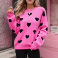 thumbnail image 2 of Pulls Imprimés pour Femmes! Fadeal Pull à Capuche Tricoté Col Rond Amour de la Saint-Valentin pour Femmes Rose Vif TG, 2 of 4