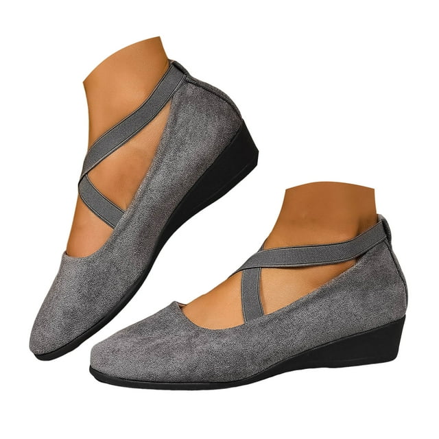 Mepaouo Ballerines à Talon Compensé Bas pour Femmes, Style Mary Jane, Mariage, Fête, Décontracté, Affaires, Escarpins