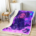 thumbnail image 2 of Black Princess Sherpa Blanket American African Queen 90"X90" Fleece Throw Blanket Women Cute Girly Throw Blanket Purple Blue Aesthetics Fuzzy Blanket Soft Lightweight, 2 of 6