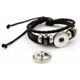 thumbnail image 3 of Woeilo Black Adjustable Baseball Leather Wrap Bracelet, Handmade Sports Gift, 3 of 5