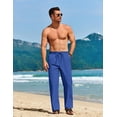 thumbnail image 3 of COOFANDY Men's Linen Drawstring Pants Casual Summer Beach Cotton Linen Pants, 3 of 6