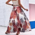 thumbnail image 4 of Women's Boho Skirt Waisted Drawstring Pleated A Line Skirts Flowy Vacation Beach Long Skirts, 4 of 5