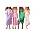 thumbnail image 4 of Las mujeres de satén Espagueti Correa Vestidos Largos, Verano Casual sin mangas Cocktail Vestido de noche, 4 of 5