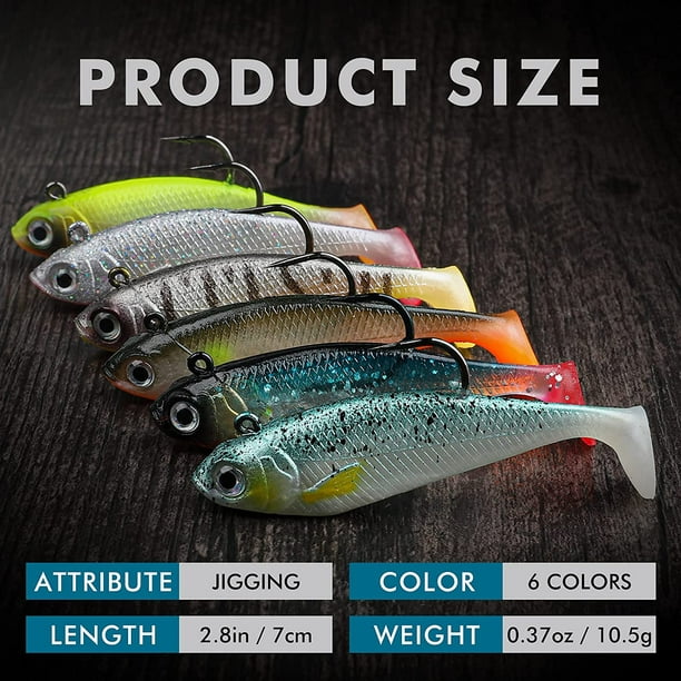 Pre-Rigged Jig Head Soft Fishing Lures, Paddle Tail Swimbaits for Bass  Fishing, Shad or Tadpole Lure with Spinner, Premium Fishing Bait 