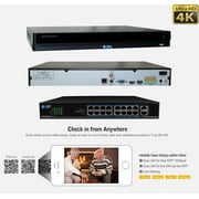 GW 16 Channel 4K NVR 8MP (3840x2160) H.265+ Starvis Starlight Smart AI Security Camera System - 16 x UltraHD 4K Human Detection PoE IP Bullet Camera - 8MP (Two Times The Resolution of 4MP HD)
