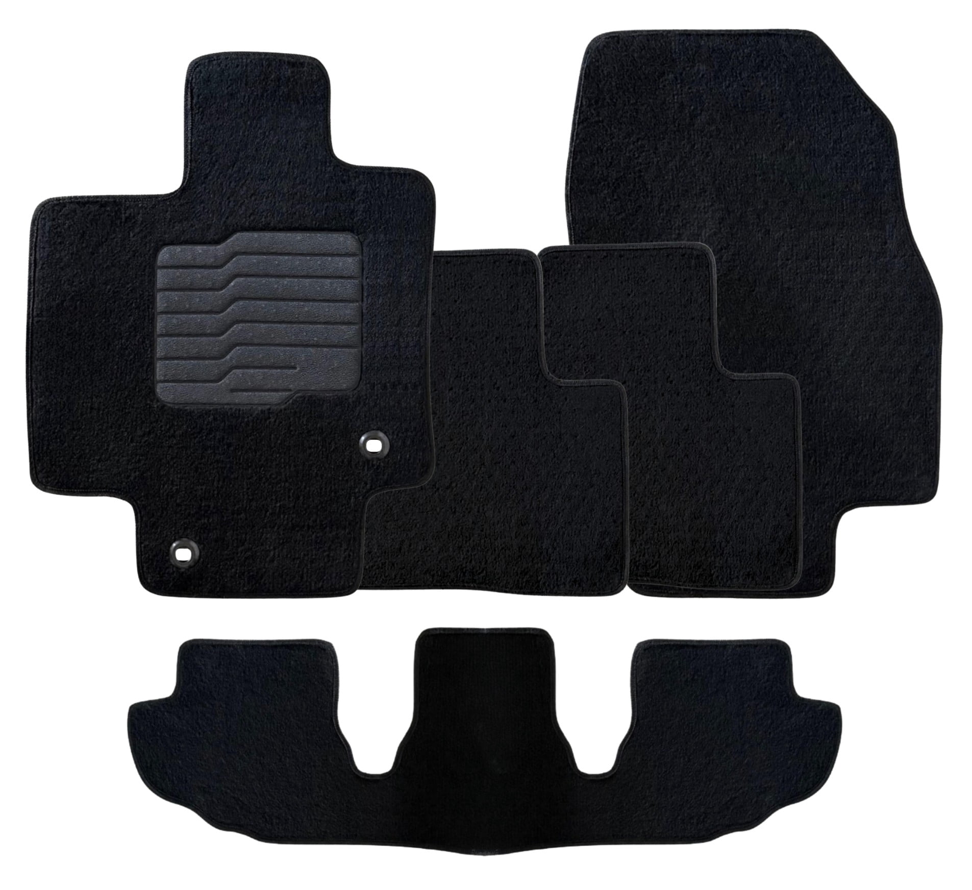 Carpet Floor Mats for 2020 to 2026 Toyota Highlander with Driver Heel Pad and Safety Locks, Full Set (2nd Row Bench or Bucket seats), Black