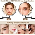 thumbnail image 5 of 8” Wall Mounted Makeup Mirror with10X Magnification, Double Sided Shaving Mirror Wall Mount for Bathroom, 360° Swivel Extendable Vanity Mirror with Adjustable Arm for Daily Use, Matte Black（No Light）, 5 of 5