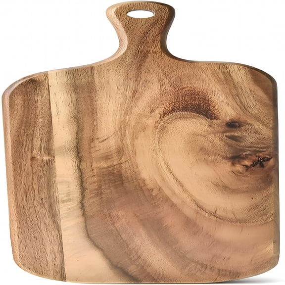 ACDANC Acacia Wood Cutting Board with Handle,Small Size Long Wooden Charcuterie Board Paddle Board Serving Boards for Kitchen Meat,Pizza,Cheese,Bread,Vegetables&Fruits 16'' x 4.7'' x 0.6''