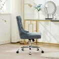 thumbnail image 6 of PAPROOS Vanity Chair, Swivel Home Office Chair, Ergonomic Home Desk Chair with Silver Metal Base, Adjustable Height, Chenille Upholstered Tufted Button Task Chair, Light Blue, 6 of 10