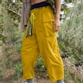 thumbnail image 2 of ZyeKqe Womens Cargo Pants Elastic Waist Drawstring Waterproof Lightweight Outdoor Hiking Workwear Cropped Pants with Pockets, 2 of 7