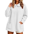 thumbnail image 3 of Women's Winter Solid Color Fleece Lined Warm 2-Piece Lounge Set With Pockets White XL, 3 of 9