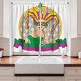 thumbnail image 2 of Ambesonne Mardi Gras Kitchen Curtains, Harlequin Lady Frame, 55"x39", Purple Yellow Green, 2 of 3