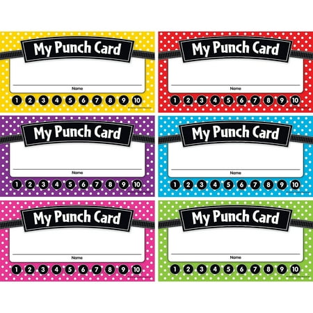 UPC: 0088231956082 | Teacher Created Resources Polka Dots Punch Cards  5.75 in x 3 in  Pack of 60
