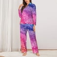 thumbnail image 2 of Daiia Rainbow Glitter Cute for Women's Long-Sleeved Pajama Set – Soft & Comfortable Sleepwear Button-Up Pajamas Cozy Lounge Wear-X-Large, 2 of 7