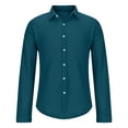 thumbnail image 5 of Yaoyar Men's Summer Breathable Solid Crinkle Texture Camp Collar Button Front Long Sleeve Lightweight Casual Shirt, 5 of 7