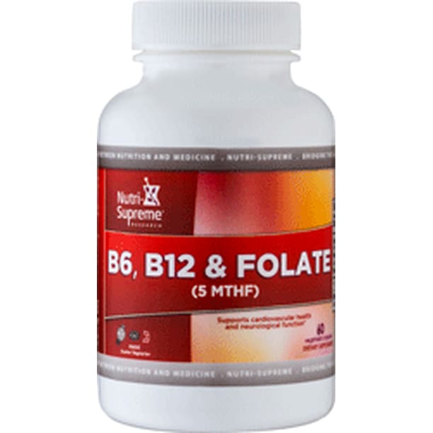 NutriSupreme Research Kosher B6, B12 & Folate (5MTHF) 60 Vegetarian