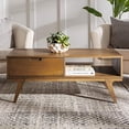thumbnail image 1 of Walker Edison Mid Century Moderne Table Basse Salon Étagère de Rangement Pouf, 22 Pouces, Caramel, 1 of 5