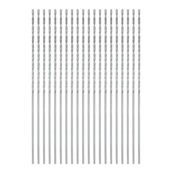 Unique Bargains 20pack Extra Long Drill Bits, 0.8mm HSS Drill Bit with High Speed Steel 60mm Length for Metal Wood Plastic
