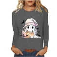 thumbnail image 2 of YUGYXL Halloween Clothes for Women Funny Printed Shirts Spooky Season Tops Long Sleeeve Pullovers Cute Ghost Tee Gray L, 2 of 7