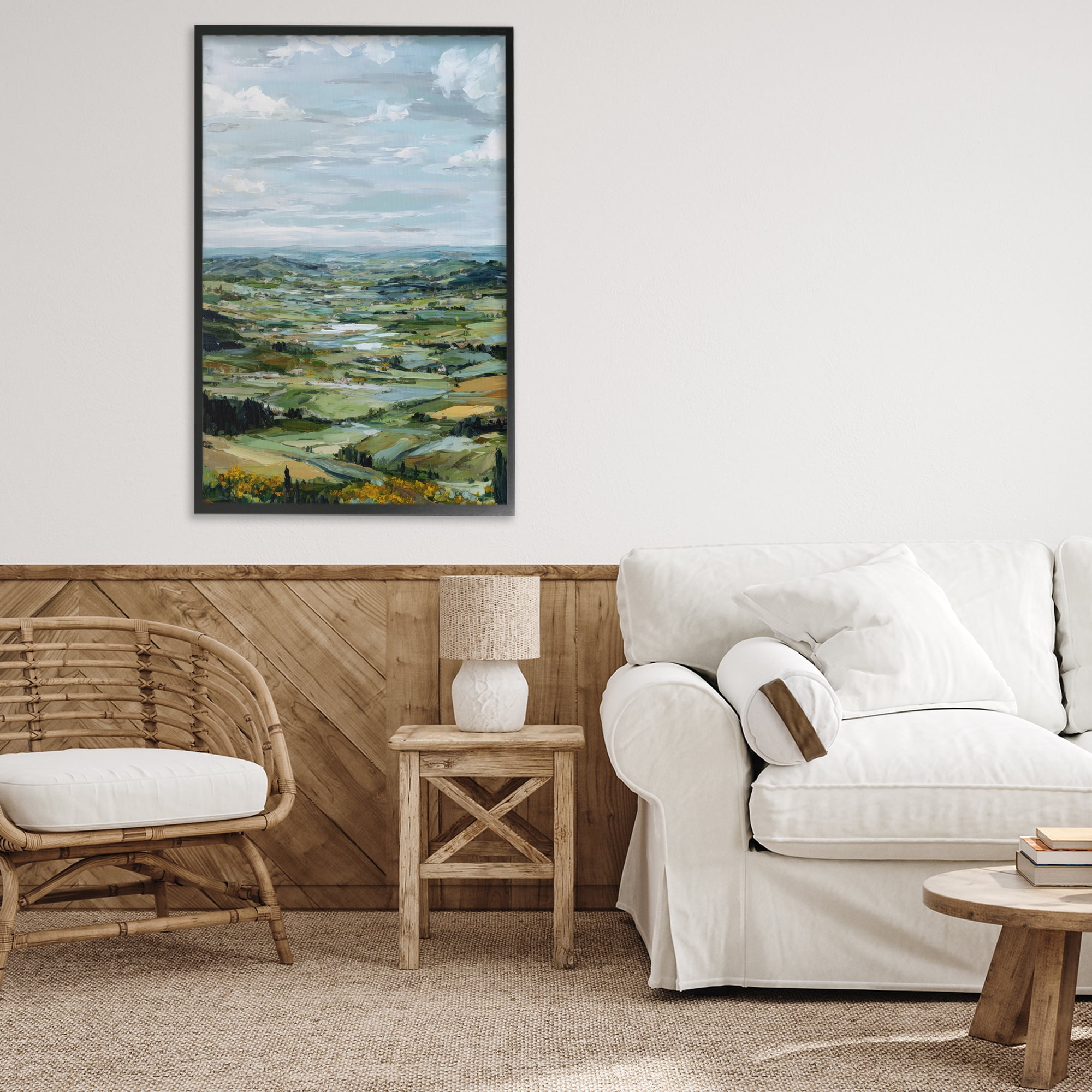 Stupell Industries Valley Living with Verdant Hills Black Framed Giclee Art, design by Petal Prints Design