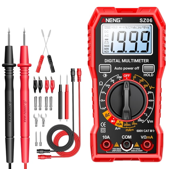 SZ06 Digital Multimeter - Auto-Ranging 6000 Count Multimeter Tester for AC/DC Voltage, Current, Resistance, Diode & Continuity | Professional Electrician Tool