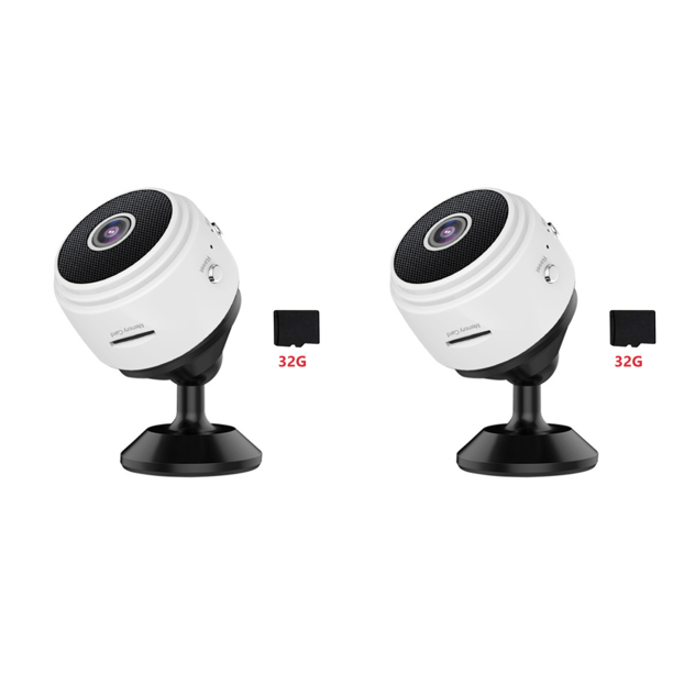 Cámara IP Detección Nocturna 1080P Mini Videocámaras (Blanco 32GB)