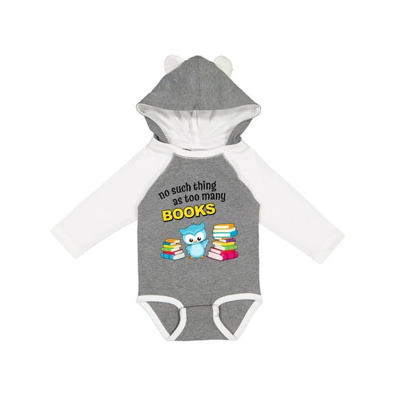 Inktastic No Such Thing as Too Many Books with Cute Owl Boys or Girls Long Sleeve Baby Bodysuit
