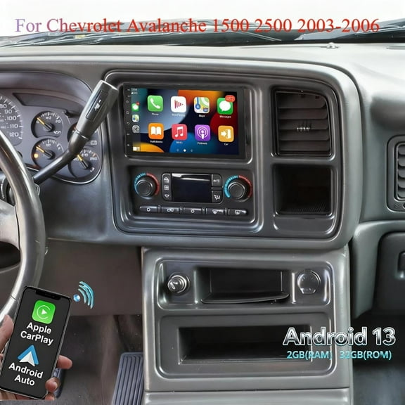 Molaner Android 13 for Chevrolet Avalanche 1500 2500 2003-2006 Car Stereo with Wireless Fit for Carplay Android Auto 7 inch Touch Screen Head Unit Navi GPS Multimedia WiFi SWC,2 32G